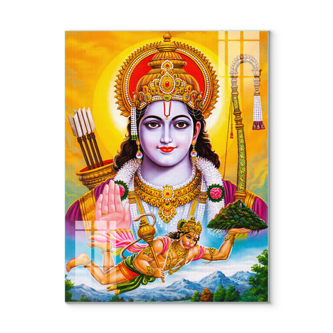 Glass Wall Paintings of Lord Shree Rama and Lord Hanuman Ji for Home Decor
