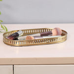 Golden Metallic Serving Trey under Glass 1pc