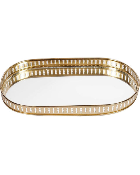 Golden Metallic Serving Trey under Glass 1pc