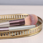 Golden Metallic Serving Trey under Glass 1pc