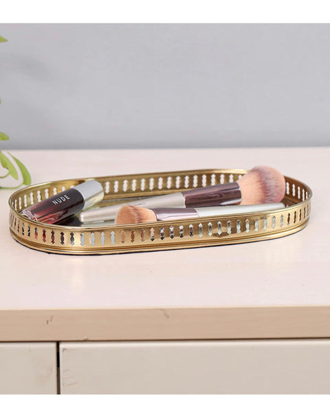 Golden Metallic Serving Trey under Glass 1pc