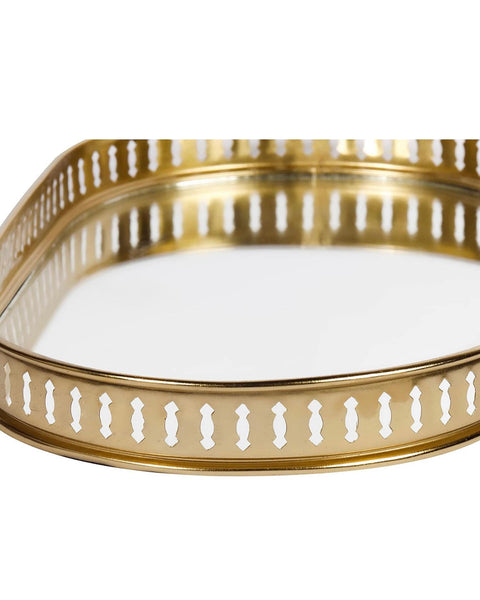 Golden Metallic Serving Trey under Glass 1pc