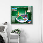 Holy Makkah Madinah Mosque Frameless Glass Wall Painting.