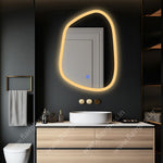 Illuminated LED Bathroom Mirror, Asymmetrical Wall Mirror, Lighted Mirror for Bedroom