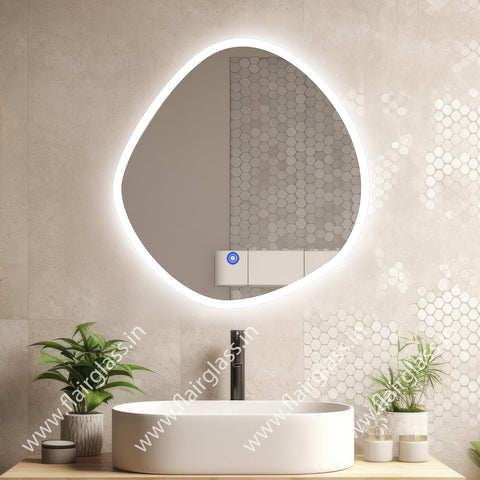 Irregular LED Mirror for Bathroom, LED Lighted Wavy Wall Mirror, Front Edge Lit Mirror