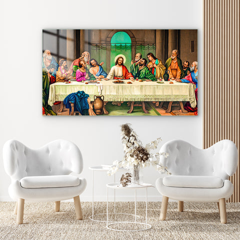 Jesus Christ With Friend - The Last Supper - Painting On Glass