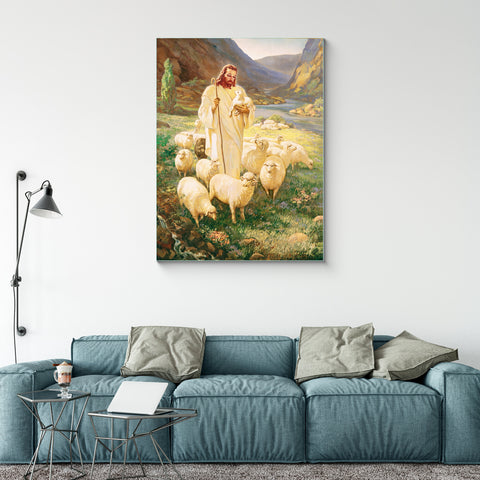 Beautiful Jesus Christ The-Good-Shepherd Tempered Glass Wall Paintings