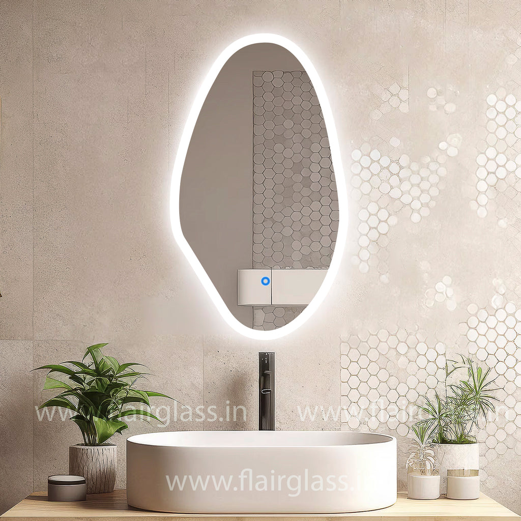 Irregular LED Bathroom Vanity Mirror – Frontlit Wall-Mounted LED Mirror for Makeup Room & Dressing Area