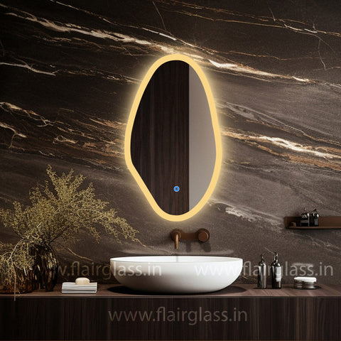 Irregular LED Bathroom Vanity Mirror – Frontlit Wall-Mounted LED Mirror for Makeup Room & Dressing Area