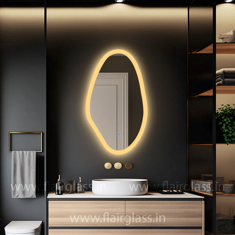 Irregular LED Bathroom Vanity Mirror – Frontlit Wall-Mounted LED Mirror for Makeup Room & Dressing Area