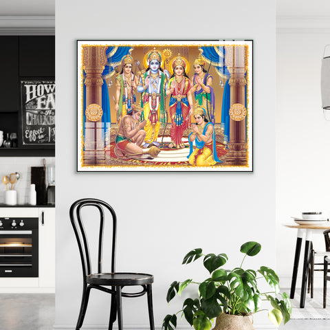 Load Shree Ram Darbar Glass Wall Paintings For Home Wall Decor