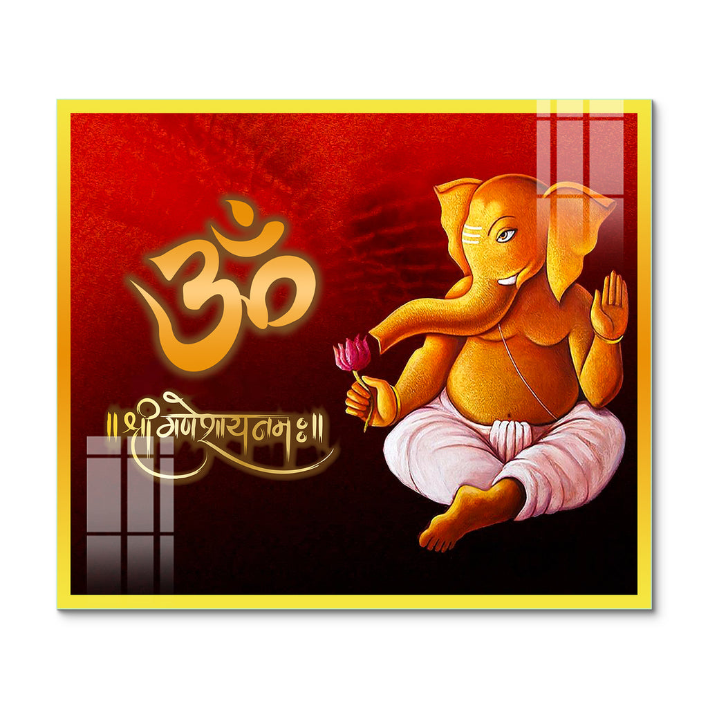 Lord Shree Ganeshay Namah Glass Paintings