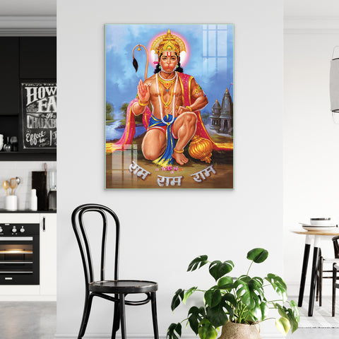 Lord Shree Hanumaji Glass Wall Paintings for Home Wall decor