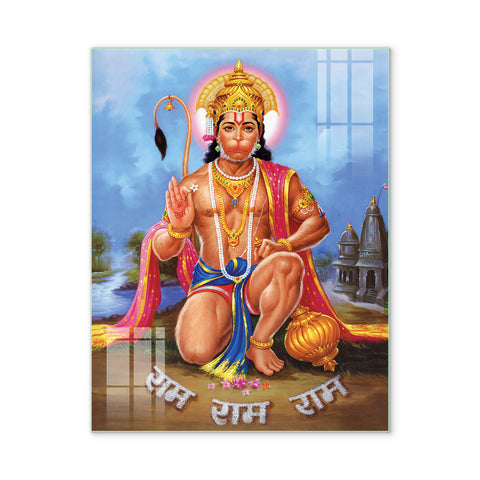 Lord Shree Hanumaji Glass Wall Paintings for Home Wall decor