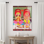 Frameless Maa Lakshmi & Ganesh Abstract Glass Paintings