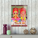 Frameless Maa Lakshmi & Ganesh Abstract Glass Paintings