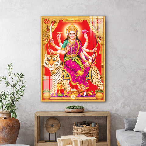 Frameless Beautiful Wall Painting for Home: Maa Sherawali Paintings