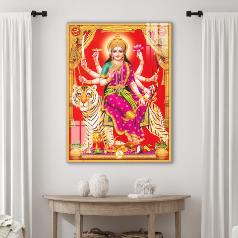 Frameless Beautiful Wall Painting for Home: Maa Sherawali Paintings