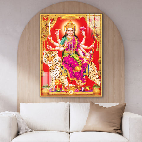 Frameless Beautiful Wall Painting for Home: Maa Sherawali Paintings
