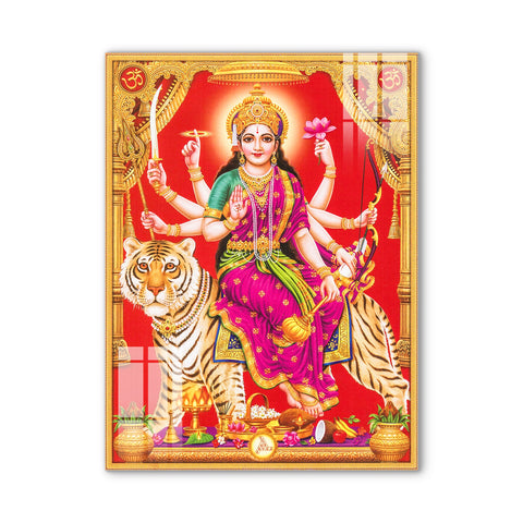 Frameless Beautiful Wall Painting for Home: Maa Sherawali Paintings