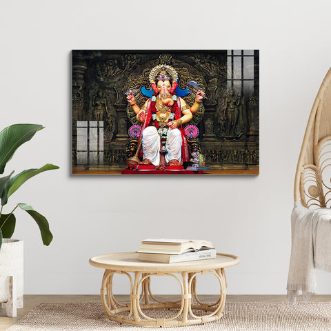 Beautiful Wall Painting for Home: Magnificent Lord Ganesha Oil Painting