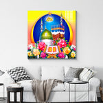 Frameless Beautiful Wall Painting for Home : Makka Madina Masjid Mural Painting