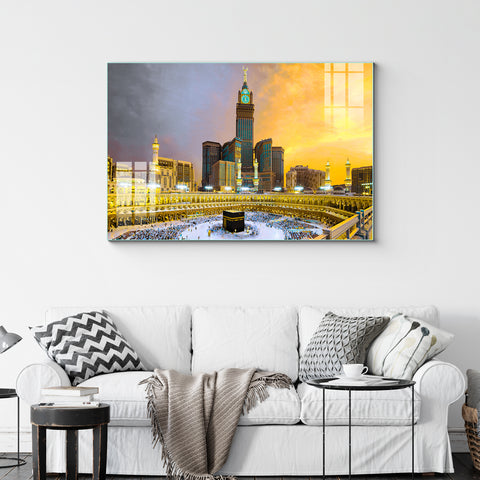 Frameless Beautiful Wall Painting for Home : Makka Madina Masjid Scenery Painting