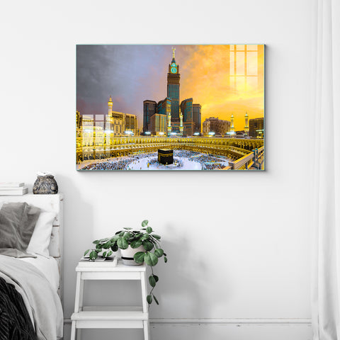 Frameless Beautiful Wall Painting for Home : Makka Madina Masjid Scenery Painting