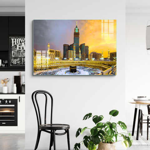 Frameless Beautiful Wall Painting for Home : Makka Madina Masjid Scenery Painting