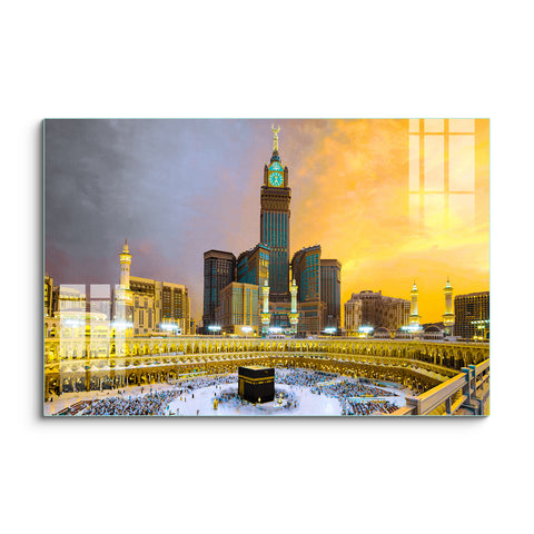 Frameless Beautiful Wall Painting for Home : Makka Madina Masjid Scenery Painting