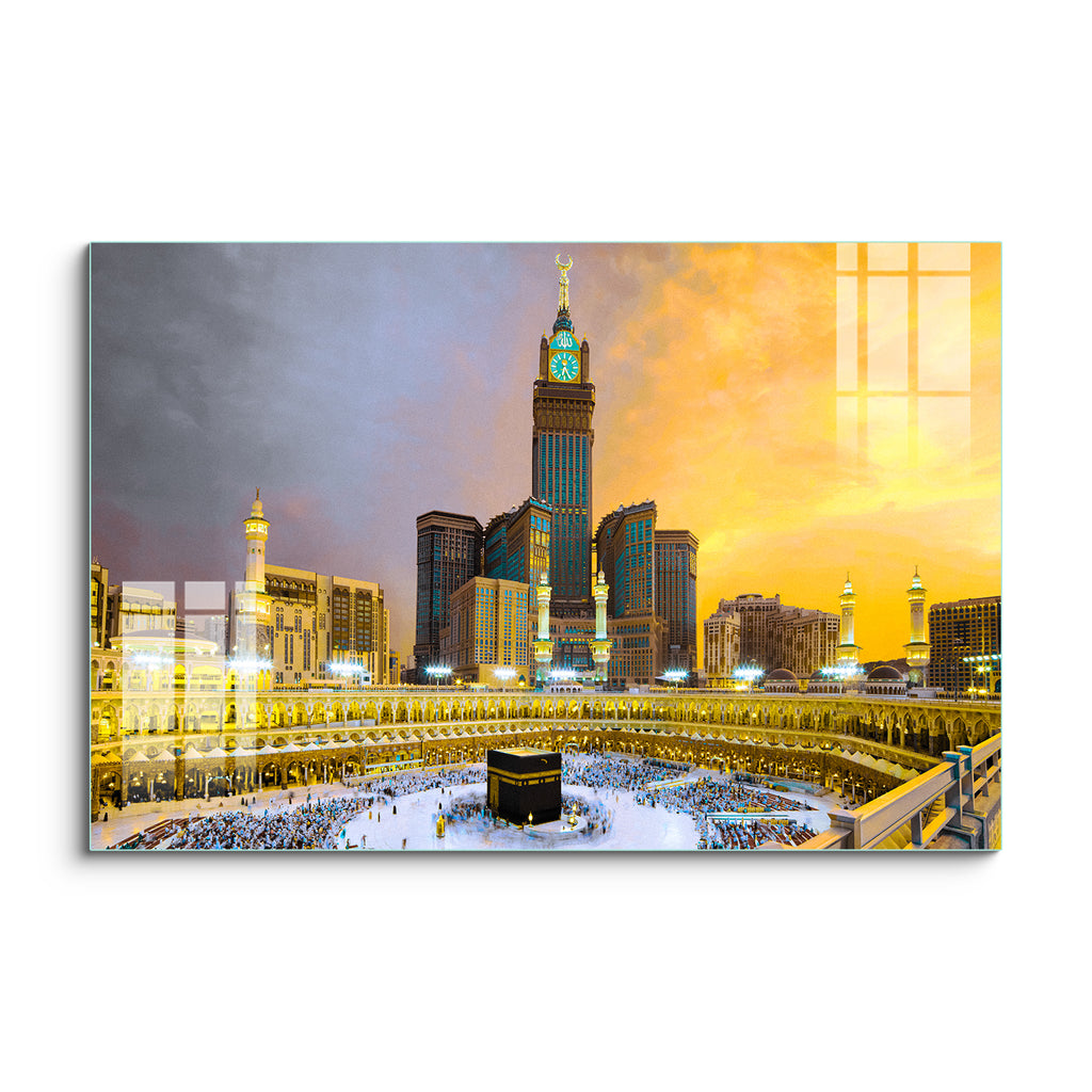 Frameless Beautiful Wall Painting for Home : Makka Madina Masjid Scenery Painting