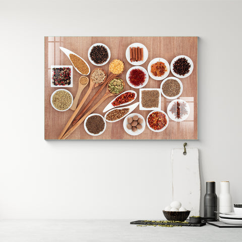 Digital Glass Prints: Elevate Your Kitchen and Restaurant Decor for Plates adorned with vibrant masalas and artful paintings