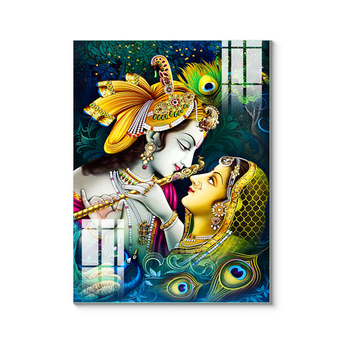 Lord Krishna Glass Wall Paintings