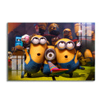 Frameless Beautiful Glass Wall Painting for Home: Minions Party