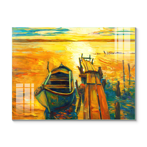 Abstract Wall Painting for Home: Modern Abstract Oil Sunset Over Speaks River