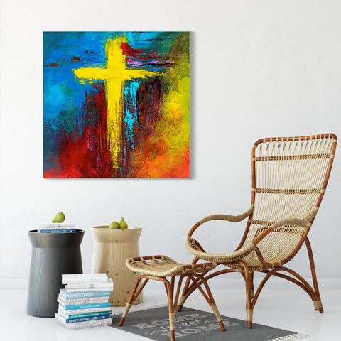 Realistic Modern Jesus Paintings - Cross Splash Oil Painting