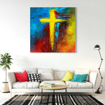 Realistic Modern Jesus Paintings - Cross Splash Oil Painting