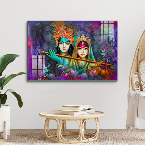 Frameless Beautiful Wall Painting for Home: Modern Multicolor Paintings of Radha Krishna