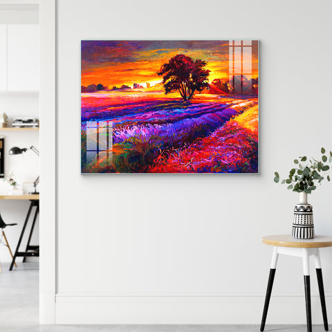 Abstract Wall Painting for Home: Modular Sunset of Scenery Art
