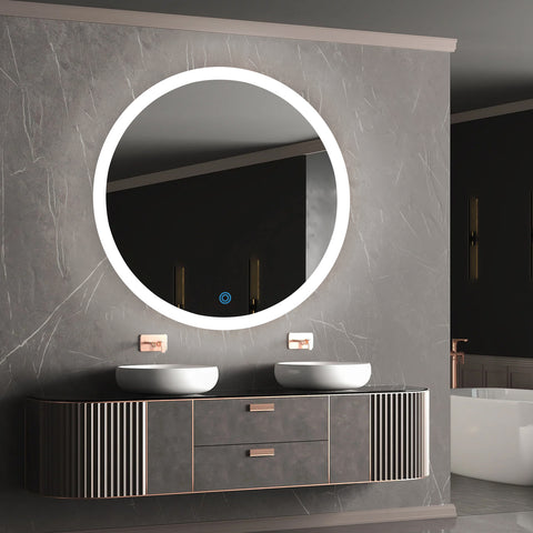 Moon Disc - Edged Round Glow - LED Mirror - Natural White Light - Round