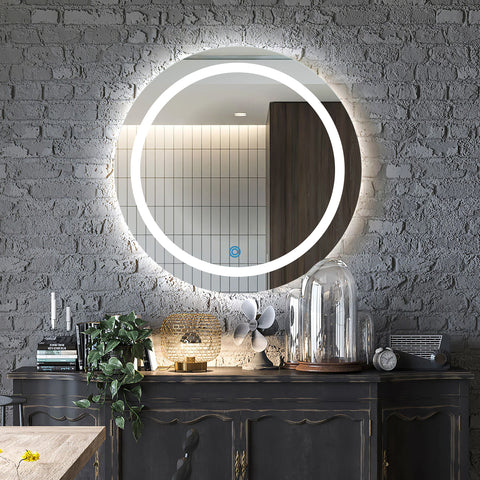 Moon Disc Border Twin- LED Bathroom Mirror - Natural White Light - Round