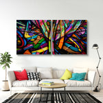Multi Frame Abstract Colourful Wall Painting for Living Room: Modern Stain Art set of 2pcs