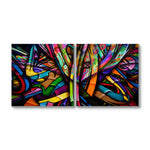 Multi Frame Abstract Colourful Wall Painting for Living Room: Modern Stain Art set of 2pcs