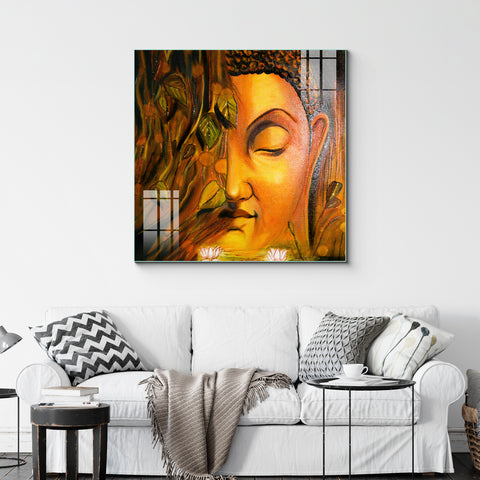 Frameless Beautiful Wall Painting for Home: Multicolor Gautam Buddha Art