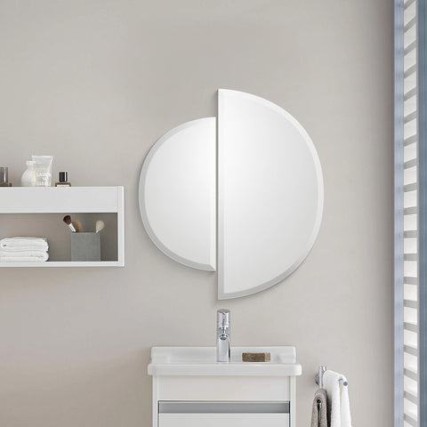 Frameless Semi Circle Beveled Mirror for Living Room & Bathroom