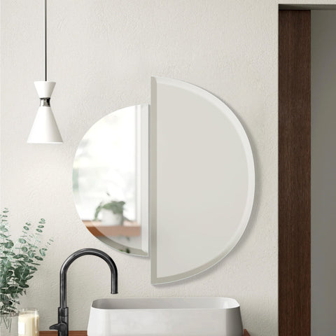 Frameless Semi Circle Beveled Mirror for Living Room & Bathroom