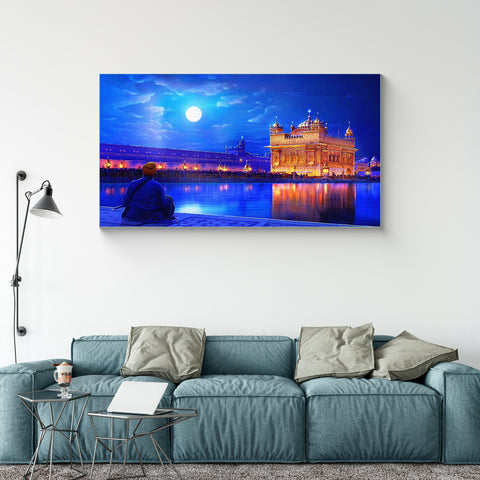 Night View Golden Temple, Shri Harmandir Sahib Glass Wall Painting