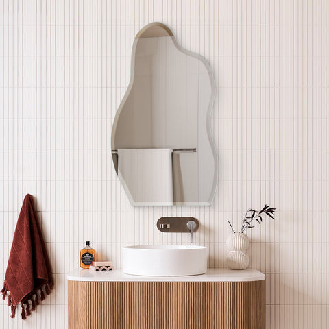 Oval Beveled Spiral Frameless Mirror