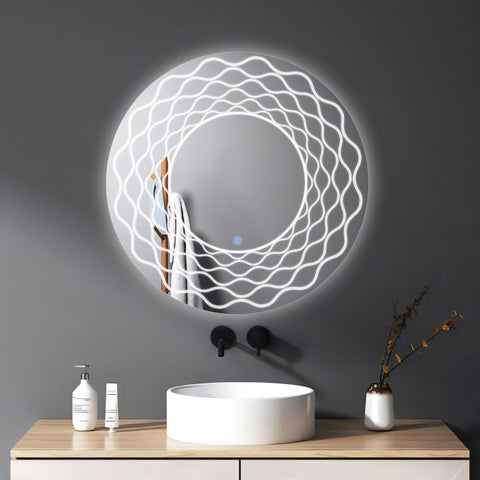 Polo Motif Gleam - LED Bathroom Mirror - Natural White Light - Round