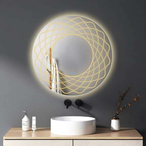 Polo Motif Gleam - LED Bathroom Mirror - Warm Light - Round